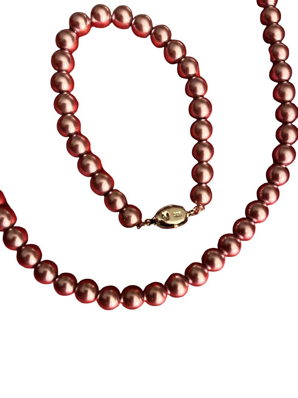 Sterling Silver 925 Pink Pearl Necklace, Bracelet, and Earring Jewelry Set - Picture 3 of 5